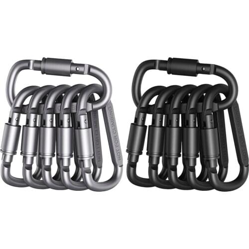 6pcs Multifunctional EDC Backpack Carabiner Keychain Camping Hiking D-ring Snap Clip Lock Buckle Hook Mountain Climbing Tools