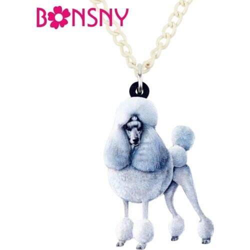 Bonsny Statement Acrylic Elegant Poodle Dog Necklace Pendant Chain Choker Anime Animal Jewelry For Women Girls Lady Teens Gifts