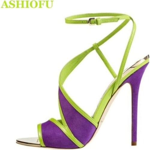 ASHIOFU New Style Handmade Hot Sale Womens High Heel Sandals Fashionable Stiletto Shoes Plus Size 5-15 Daily Wear Sandals Shoes