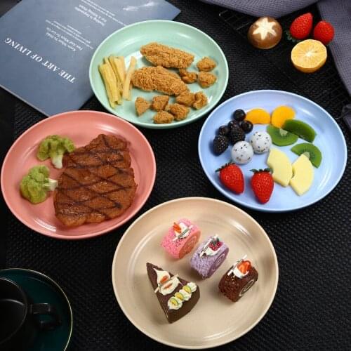 Wheat straw dishes, food, fruit dishes, cake, candy dishes, jiaozi dishes, 20cm anti-fall discs