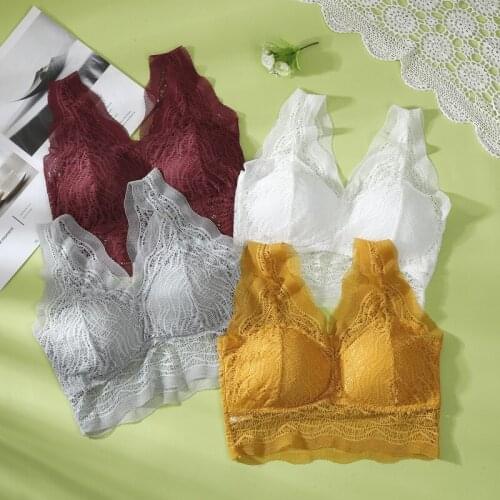 Sitonjwly Women Push Up Bras Seamless Padded Bralette Female Underwear Lace Floral Embroidery Tube Crop Tops Lingerie Brassiere