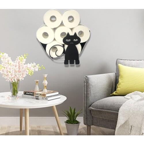 Black Toilet Paper Holder Vertical Paper Roll Holder for Kitchen Bathroom E5BE