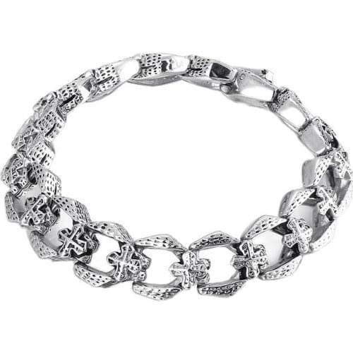 Jewels Store 13mm Mens 316L Stainless Steel Bracelet Cross Stitching Accessory Jewelry New For Man