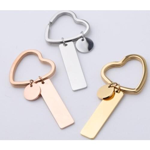 Fnixtar 20Pcs Heart Keyring Strip Blank Key Chain Mirror Polished Stainless Steel Keychains For DIY Making Keychain Womens Gifts