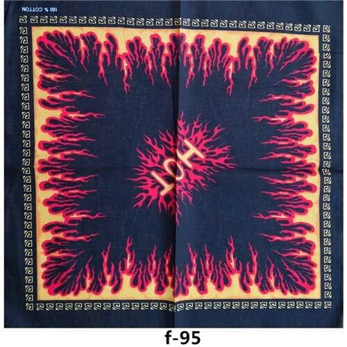 100% Cotton Strong flame kerchief Punk Hip Hop Bandana Headwear/Hair Band Scarf Neck Wrist Wrap Band Headtie For Women/Mens/Boys