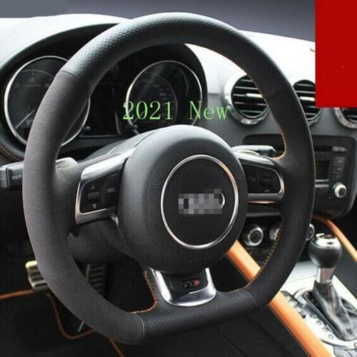 HOT SALE DIY Hand-Stitched Black Leather Car Steering Wheel on Wrap Cover for Audi TT New pattern Interior