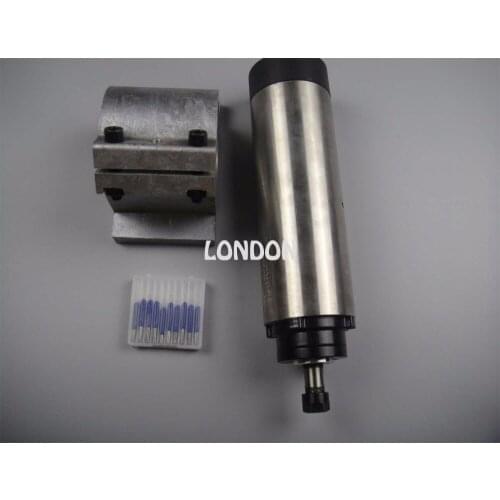 CNC spindle kit ER11 diameter 65mm 220V 0.8KW air cooling spindle motor 4 bearing + spindle support+ cnc engraving bits