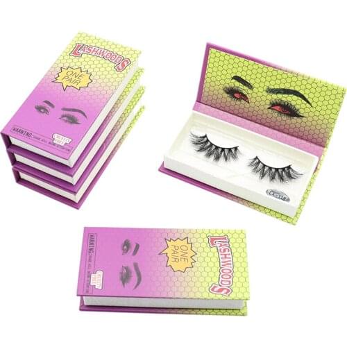 Yellow Purple Gradient LASHWOODS Eyelash Box Wholesales Natural False Eyelashes with Packaging Custom Lashbox Packing With Logo