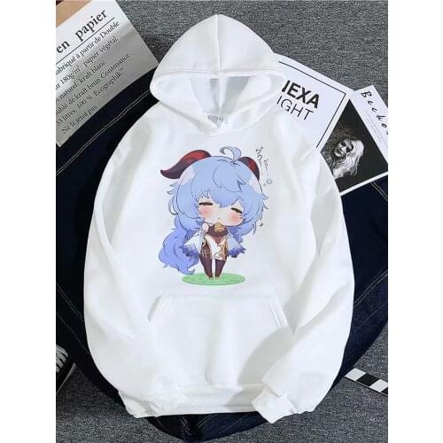 GANYU Cosplay Costume Hot Game Genshin Impact Hooded Sweatshirt Anime Sports Jacket Project Print Pants Velvet Top Adult Set