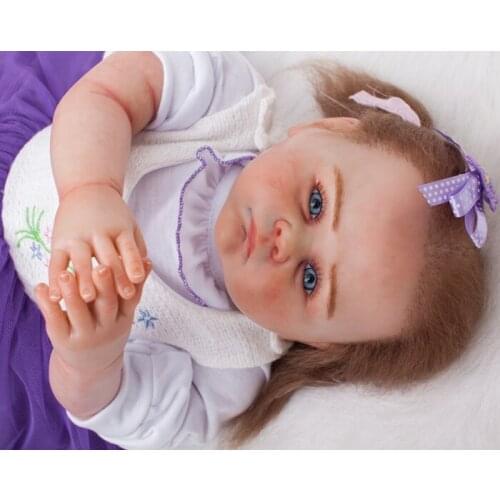 Blue eyes princess Bebe Reborn Dolls 50cm cotton body Silicone Doll Toys For Girls boneca Baby Bebe Doll Best Holiday gift toys