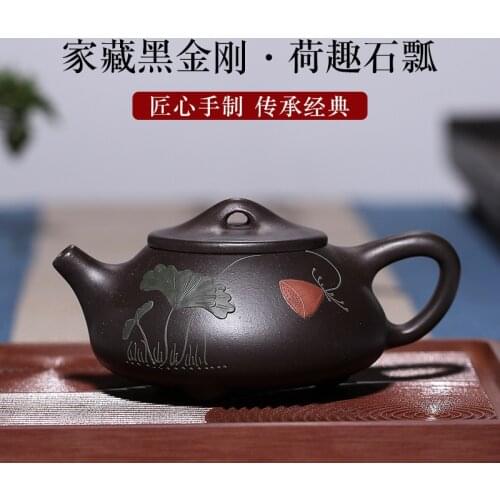 Hot style tea manufacturers selling custom yixing recommended stone gourd ladle black diamond ore teapot online agent