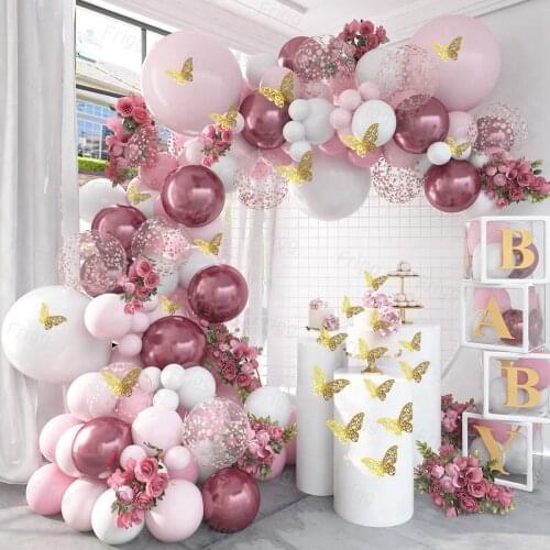Macaron Pink Balloon Garland Arch Kit Happy Birthday Party Decor Kids Baby Shower Latex Ballon Chain Wedding Party Supplies