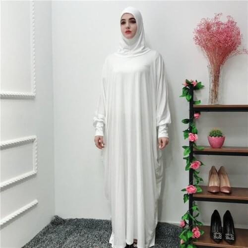 Muslim Women Dresses Solid Cotton Headgear mosque bat sleeve robes Cardigan Ramadan Dresses long Sleeves long dress maxi dress