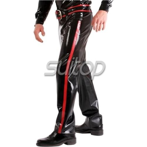 MENS Latex Rubber garment latex trousers with belt