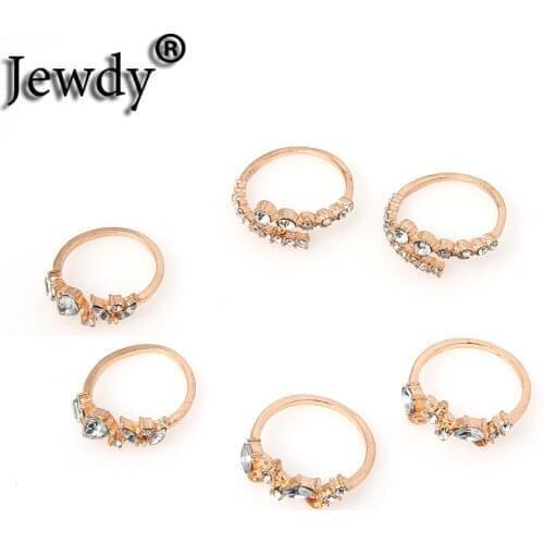 Big Clear Crystal Gold Rings Set Simple Style Stone Wedding Birthday Finger Jewelry for Women Girls Men Decoration Accessories