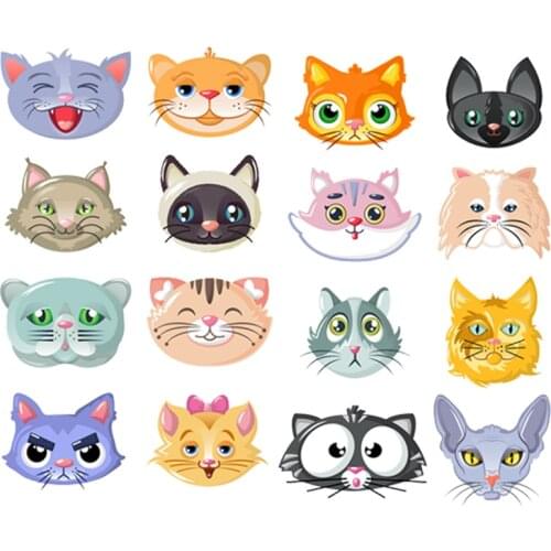 Smile Cat Patch For Clothes Cartoon Set Diy T-Shirt Jeans Decoration Heat Transfer Washable Thermal Transfer For Children