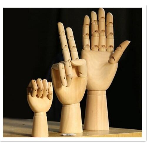WOWHOT 12 Inches Joint Wooden Hand for Table Decoration,Man Women Kids Wooden Figure Hand Art Toys for Drawing Birthday Toy Gift