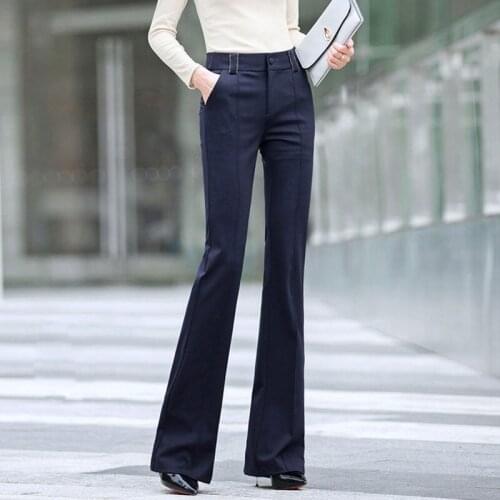 2021 spring and autumn new style slim slim micro flared pants womens trousers high waist large flared pants casual pants