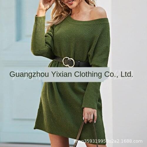 New womens pullover sweater round neck bat sleeve knitted long womens clothing casual style loose ladies plus size dress