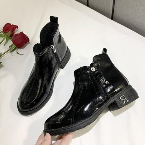 Solid Black Leather Ankle For Women Snow Boots Women Boots Winter Shoes Plus Size Hot Platform Female Warm Botas Mujer Booties