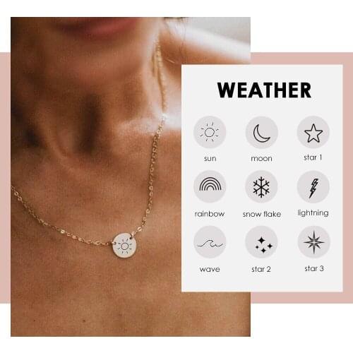 JUJIE weather Stainless Steel Necklace For women Laser engraving custom made Necklace Necklace Jewelry