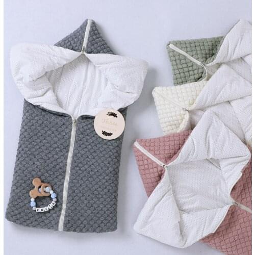 Baby Swaddle Blanket Stroller Wrap Soft Thick Warm Knitted Blanket Boys Girls Newborn Sleeping Bag for 0-12 Month Sleep Sack