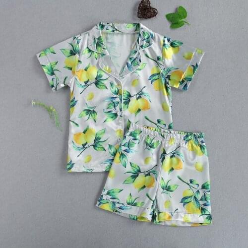 Sumemr Childrens Two Piece Pajamas Set Kids Plant Printed Short Sleeve Shirt+Elastic Waist Shorts Sleepwear
