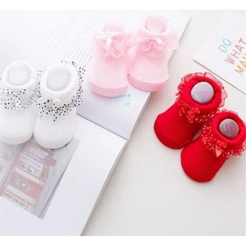 Lace bowknot baby hosiery hosiery for baby newborn baby one hundred days-ZQ092