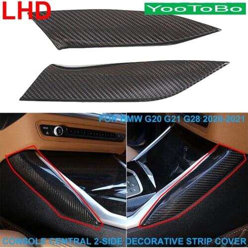 LHD Car Styling Real Carbon Fiber Central Console 2-Side Decorative Strip Cover Trim Panel For BMW 3-Series G20 G21 G28 2019-21
