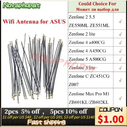 Novaphopat Wifi Antenna Connector Signal Flex Cable For Asus Zenfone 2 ZE550ML Lite 4 A400CG A450CG 5 A500CG 6 Lite C Max Pro M1