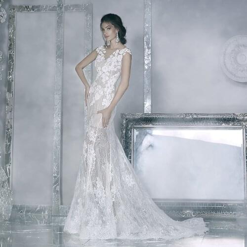 Vestidos De Novia Elegant Mermaid Wedding Dress Cap Sleeve Robe De Mariage Lace Appliques Sukienka Na Wesele Hochzeitskleid