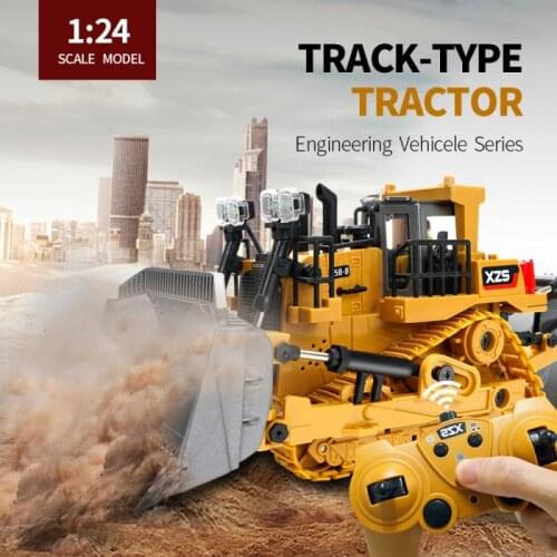 1:24 9CH Multifunctional RC Bulldozer Crawler Type Alloy/Plastic Shovel Engineering Forklift Heavy Excavator toy gifts for kids