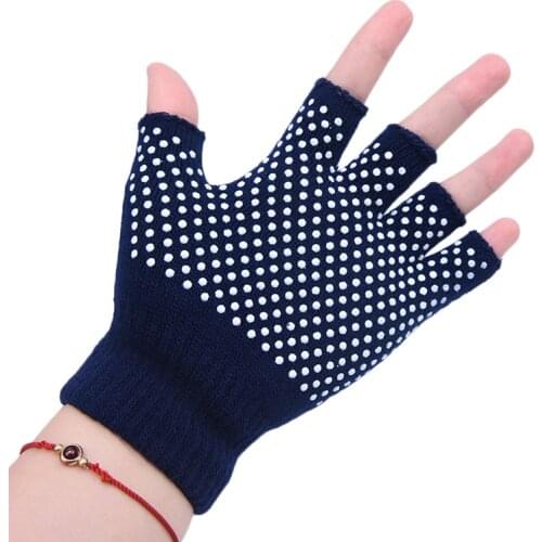 1 Pair Cotton Breathe Non Slip Half Finger Gym Training Gloves Fitness Yoga Gloves
