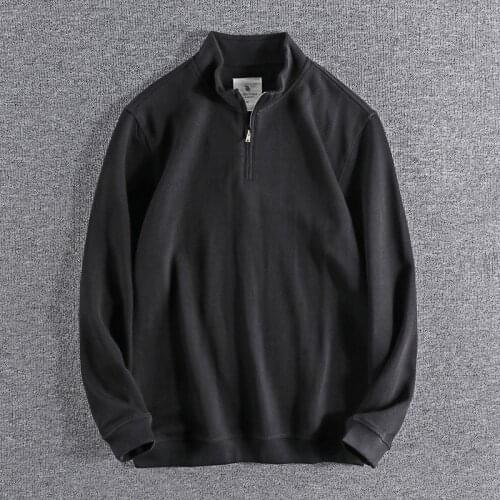 2021 Comfortable fabric half open stand collar mens top long sleeve loose versatile American simple base shirt 88