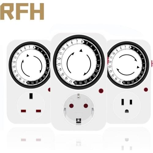 24 Hours Cyclic Timer Switch Universal Timing Socket Mechanical Timer 230VAC 3500W 16A UK EU US Plug