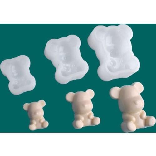 3Pcs Cute Bear Pendant Mold Resin Casting Animals Molds Kit Jewelry Making Tools
