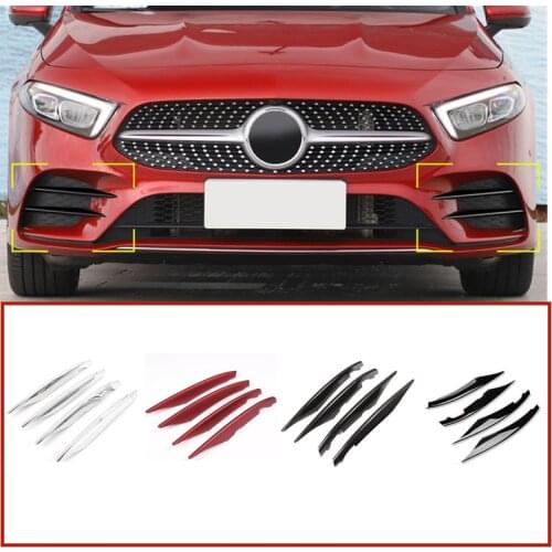 4PCS ABS Car Styling Accessories Front Fog Lamp Strips Trim Cover Sticker For Mercedes Benz A Class W177 A180 A200 2019