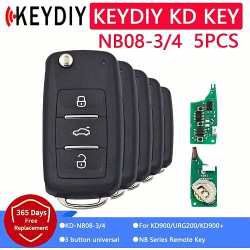 5PCS KEYDIY NB08-3 NB08-3+1 3/4 Buttons Universal NB Series KD Remote Car Key For KD900/MINI KD/KD-X2 KD900+ URG20