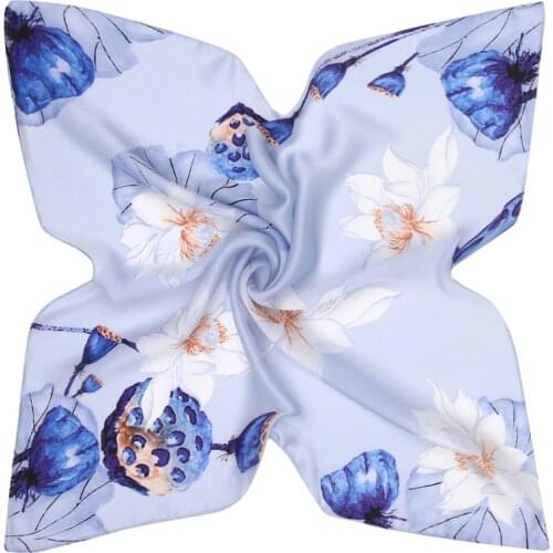 53cm Lotus Seed Silk Satin Summer Scarf New Womens Small Square Scarves Bandanna Headband Neck Tie Band Neckerchief Turban