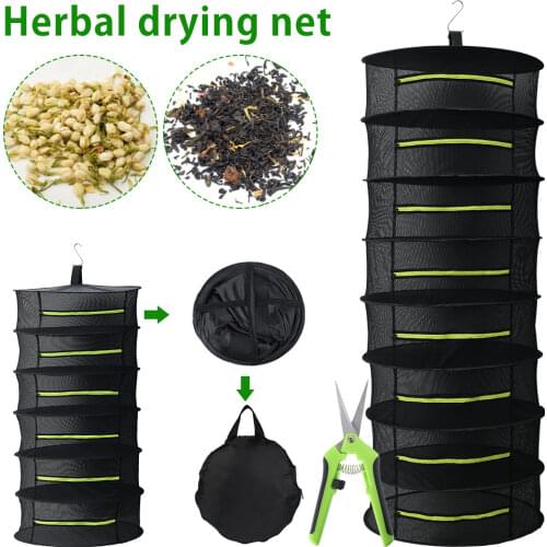 6/8 Layers Hanging Herbal Drying Net Folding Plant Flowers Vegetables Mesh Dryer Rack Net Baskets Home Accessory Tool Scissors