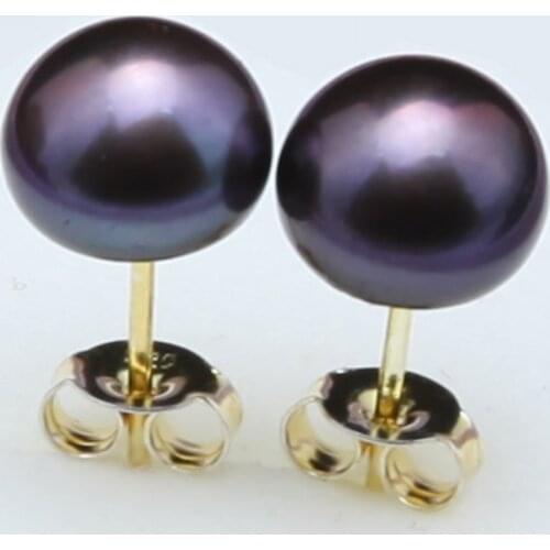 Big 9-10mm Black Natural Freshwater Akoya Pearl Earrings earring ohrring Pendiente wholesale pair