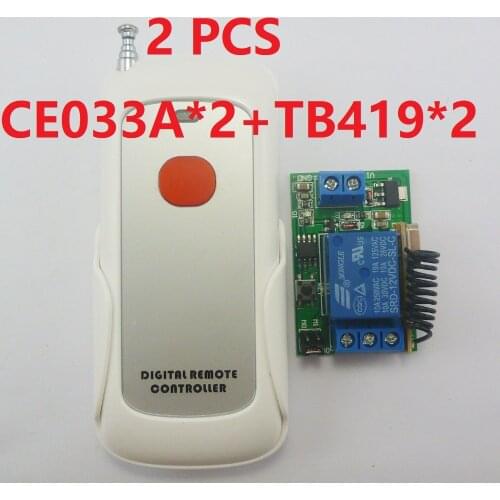 CE033A*2+TB419*2 2PCS DC 12v Relay Wireless Remote Control RF Switch On/off Switch +2 PCS Channel Relay Delay Time Timer