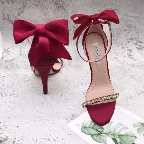 CHS1221 Custom Handmade Rhiestones Strappy Winered Gold Stones High Heels Women Shoes Bridal Wedding Shoes
