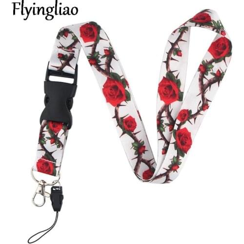 Feminist Firm Rose Keychain Lanyards Id Badge Holder ID Card Pass Gym Mobile Phone Badge Holder Key Strap webbings ribbons