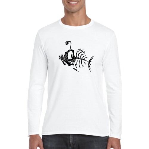 TARCHIA T-Shirts 2021 New Lantern fish Long Sleeve 100% Cotton Tees Tops Mens Slim Casual T Shirts Homme Funny Typography