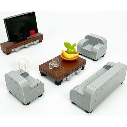 City Accessories Building Blocks House TV Sofa Tea Table Lamp Bed Food Compatible Friends MOC Brick Kids Gift Toys For Children