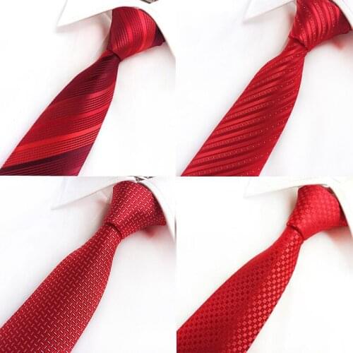 GUSLESON Groom Wedding Necktie Classic 8cm Red Pink Ties Silk Ties Paisley Mens Ties for Luxury Plaid Striped Flower Customize