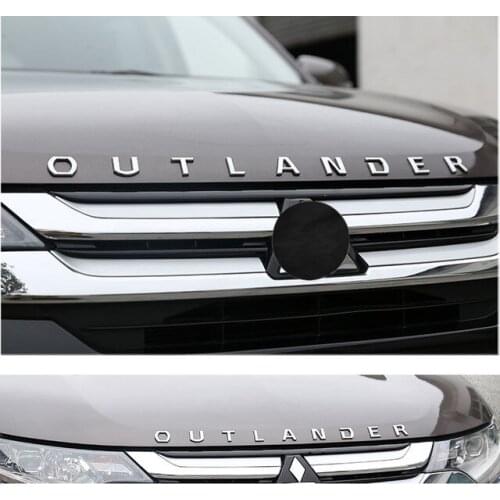 Chrome Car 3D Letters Hood Emblem logo Badge car sticker For Outlander Wording 3D For Mitsubishi Outlander 2013-2021