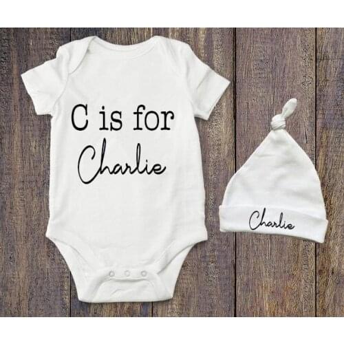 Custom Name Newborn Baby Boys or Girls Romper+Hat Outfits Set Creat Your Design Personalized Baby Shower Gifts Baby Bodysuit