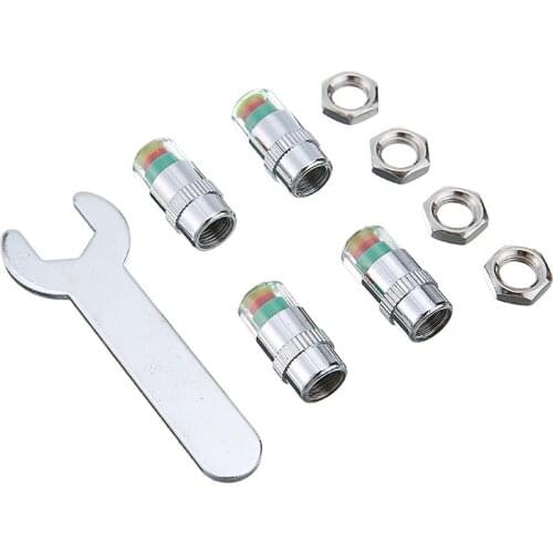 Durable 4pcs 32-36PSI Car Tire Air Pressure Monitor Valve Cap Alert Indicator Anti-Theft Tire Valve Cap Nuts Part